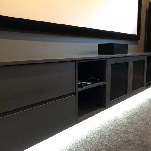 entertainment unit with led lighting strip